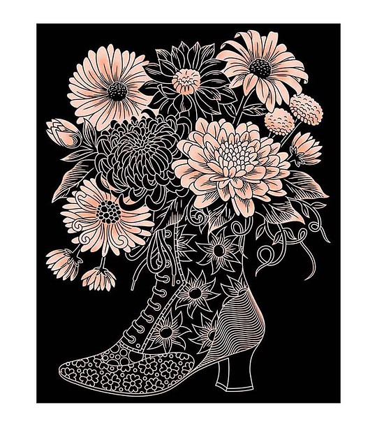 Комплект за гравиране на медна основа Ботуш с цъфнали цветя снимка