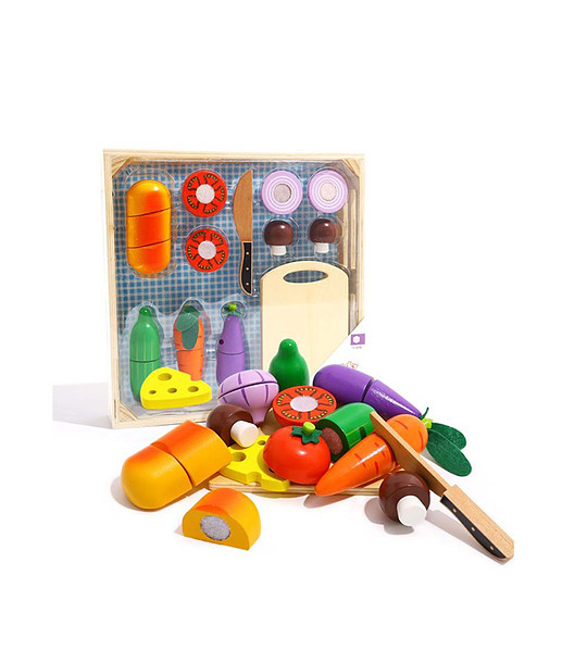 Зеленчуци за рязане в щайга - голям комплект снимка