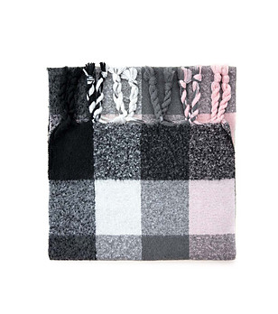 Дамски кариран шал в черно, бяло и розово Forlana снимка