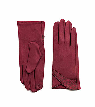 Дамски тъмночервени ръкавици снимка