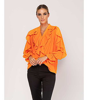 Дамска риза в оранжево с ефектни ръкави Forlana снимка
