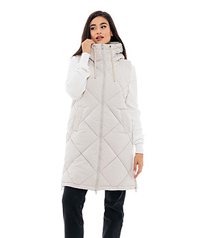 Дълга капитонирана дамска грейка в нюанс на цвят екрю Alva снимка