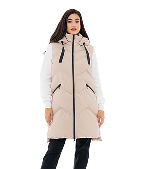 Дълга дамска грейка в бежов нюанс Oliana снимка