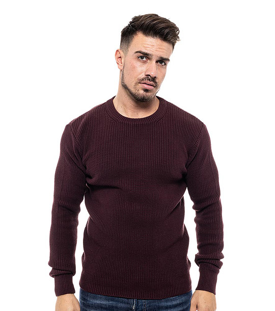 Мъжки пуловер в цвят бордо с високо съдържание на памук Momo снимка