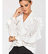 Бяла дамска риза с къдрички Merina-2 снимка