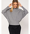 Сив дамски пуловер с прилеп ръкави Sanoma-2 снимка