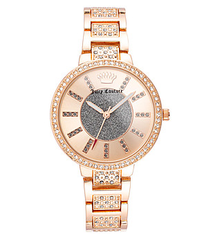 Дамски часовник в златисто с камъчета снимка