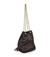 Кафява дамска кожена чанта естествен велур с ресни Via-2 снимка