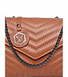 Малка дамска кожена чанта в нюанс на цвят коняк Telmia-2 снимка