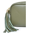 Малка дамска кожена чанта в зелен нюанс Lenitta-3 снимка
