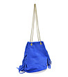 Дамска кожена чанта в синьо с декорация от капси Sini-2 снимка