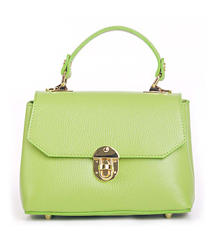 Светлозелена дамска кожена чанта Lika снимка