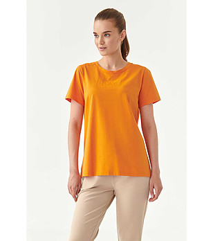 Дамска памучна блуза в оранжево Tilda снимка