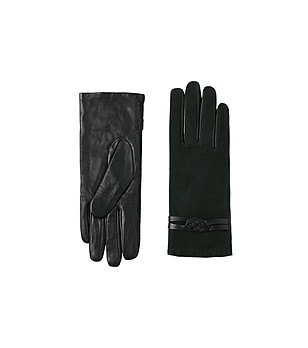 Черни дамски ръкавици от естествена кожа Duo снимка