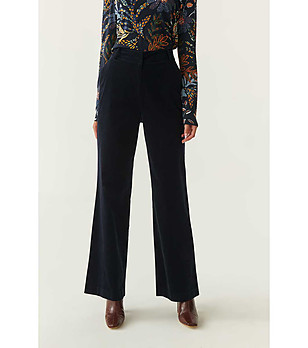 Тъмносин дамски памучен панталон Relaksi снимка