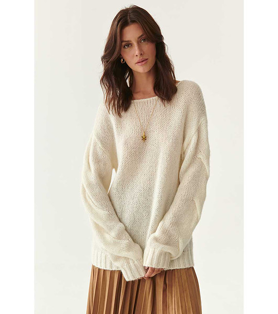 Дамски пуловер в цвят слонова кост Nomo снимка