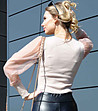Бежова памучна дамска блуза Dezela-1 снимка