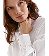 Бяла памучна дамска риза с камъчета Carla-3 снимка