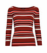 Мек дамски пуловер на райета в червени нюанси Yara-4 снимка