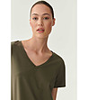 Дамска памучна блуза в цвят каки Nelisa-2 снимка