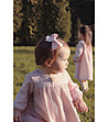 Детска памучна рокля в цвят пудра Inna-2 снимка