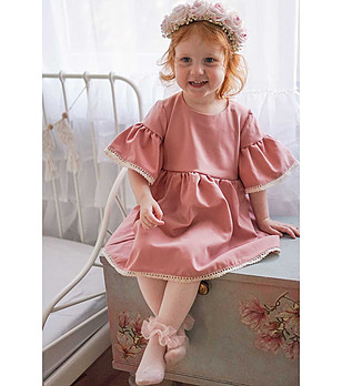 Детска рокля в цвят пепел от роза Milla снимка