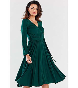 Разкроена рокля в тъмнозелено Alseia снимка