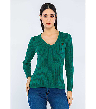 Дамски памучен зелен пуловер Lina снимка