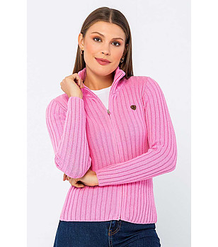 Дамска памучна жилетка в розово Nika снимка