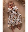 Детска памучна рокля в екрю с флорален принт Via-0 снимка