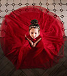 Детска червена рокля с тюл Tina-3 снимка