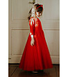 Дълга официална детска червена рокля с тюл Salvena-0 снимка