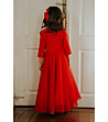 Дълга официална детска червена рокля с тюл Salvena-1 снимка