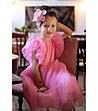 Розова детска рокля с тюл-0 снимка