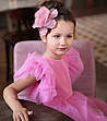 Розова детска рокля с тюл-3 снимка
