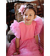 Розова детска рокля с тюл-4 снимка