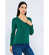 Дамски памучен зелен пуловер Lina-3 снимка