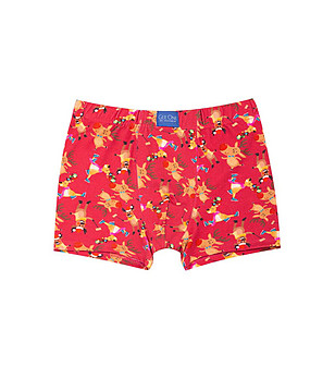 Детски червени боксерки с цветен принт от памук Miko снимка