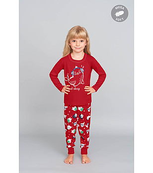 Червена детска памучна пижама Kasjana снимка