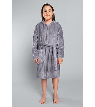 Сив детски халат на звезди Arte снимка