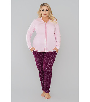 Памучна дамска пижама в розово и лилаво Serafina снимка