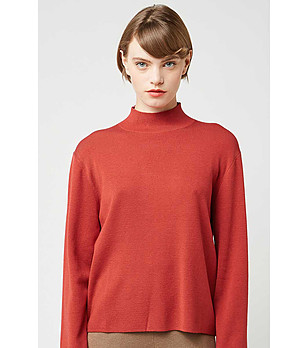 Мек дамски пуловер в рустик червен нюанс снимка