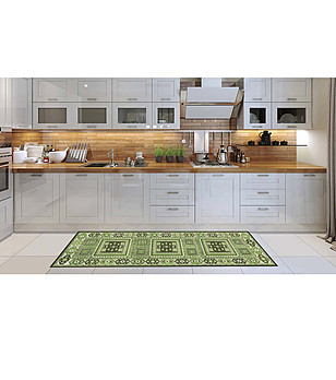 Пътека в зелени нюанси с принт 180х52 см снимка