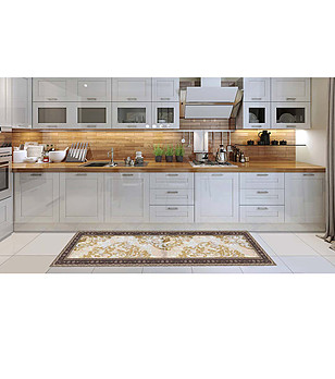 Пътека с принт в кафяво и бежово 180х52 см снимка