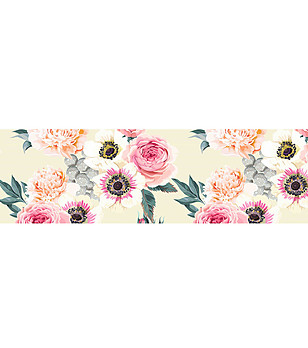 Пътека в екрю с флорален принт 180х52 см снимка