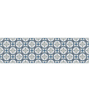 Пътека в бяло и синьо с фигурален принт 180х52 см снимка