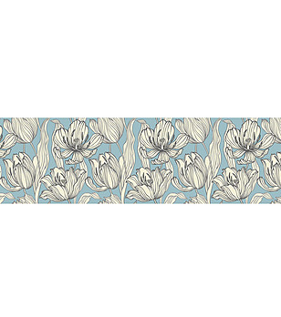 Светлосиня пътека с принт цветя 180х52 см снимка