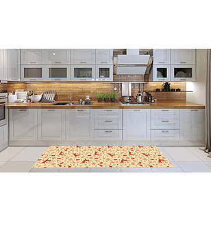 Пътека в екрю с коледен принт Елени 180х52 см снимка