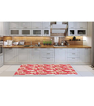 Червена пътека с коледен принт 180х52 см снимка