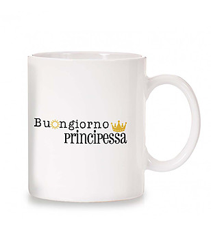 Керамична бяла чаша с надпис Добро утро, принцесо ! снимка